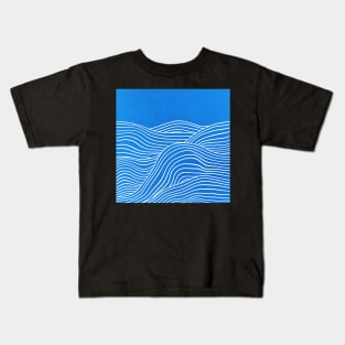 French Blue Ocean Waves Kids T-Shirt